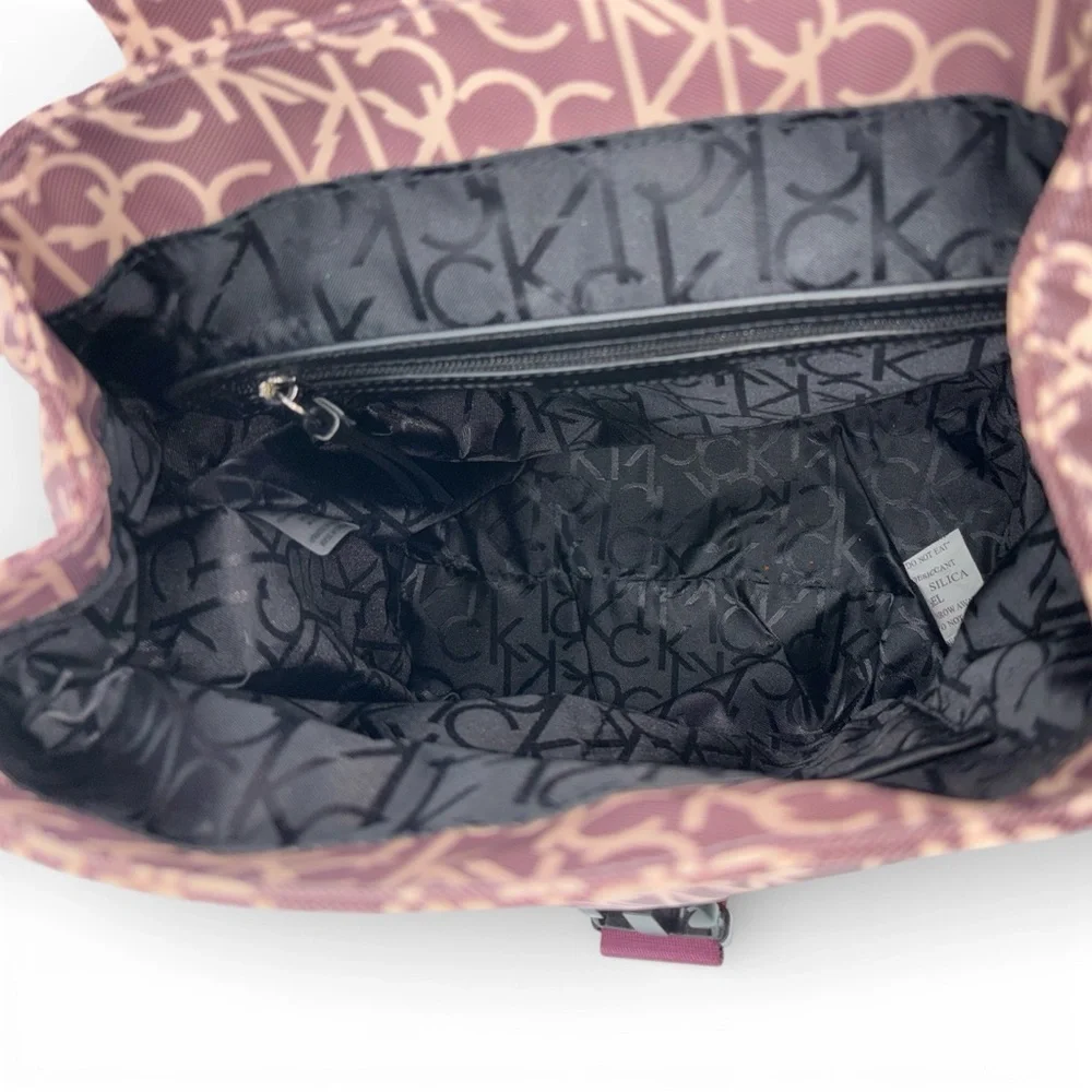 Calvin Klein Millie Signature Small Backpack Eggplant Blush Monogram Campus Bag